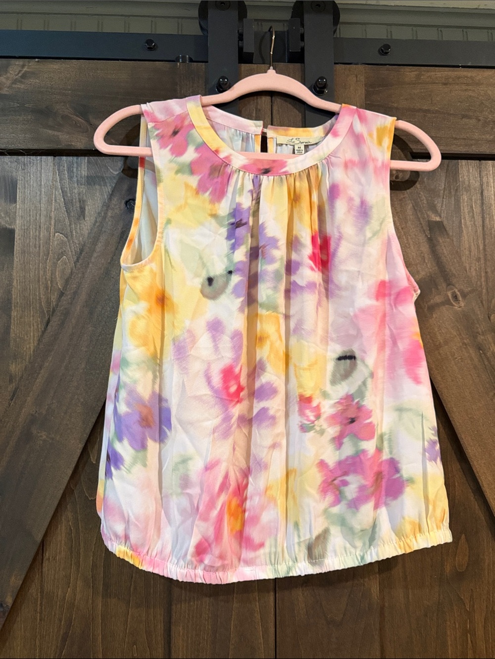 Sleeveless Watercolor Floral Blouse - Multicolor